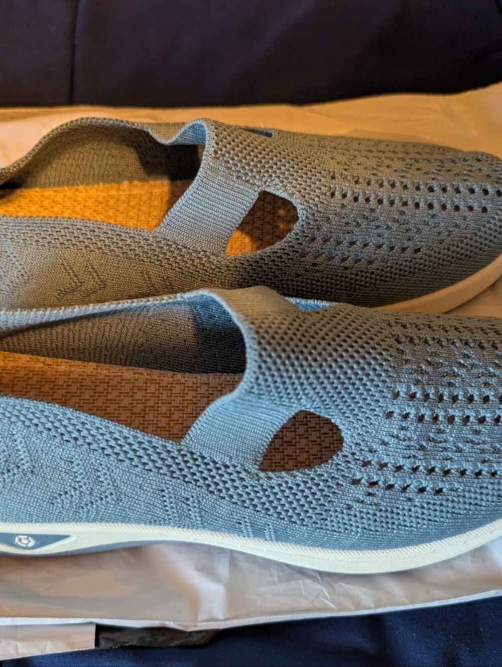 Light Blue Knit Slip-On Sneakers Size 7.5 - Picture 9 of 11